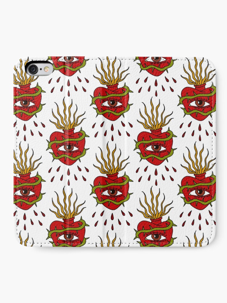 Alternate view of sacred heart illustration traditional tattoo flash iPhone Wallet