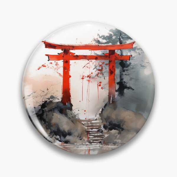 Item preview, Red Torii - Inkbrush Painting designed and sold by tensorbrush.