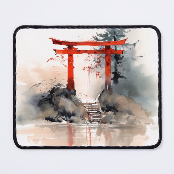Item preview, Red Torii - Inkbrush Painting designed and sold by tensorbrush.