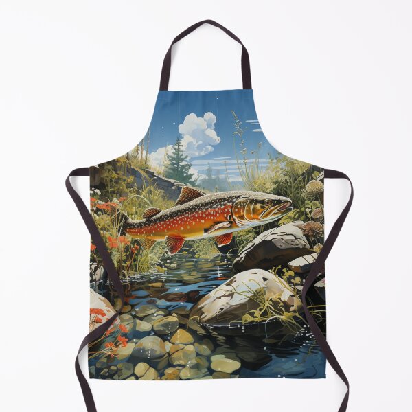 Item preview, Brook trout in river illustration designed and sold by Skeezips.