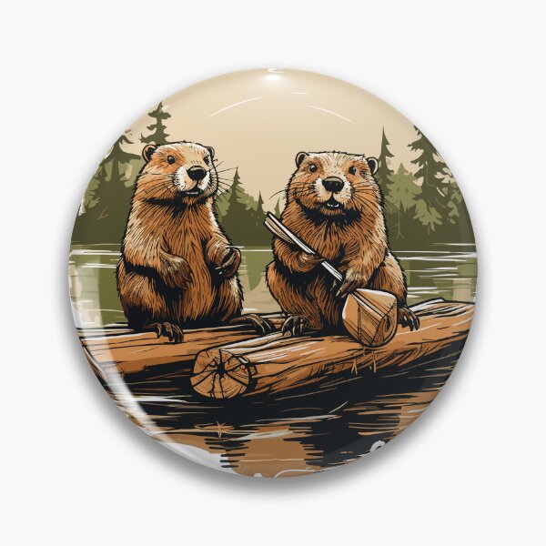Item preview, Beavers on a log Vintage designed and sold by GhostGolden.