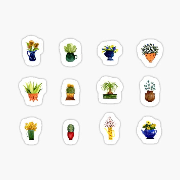watercolor house plants Sticker