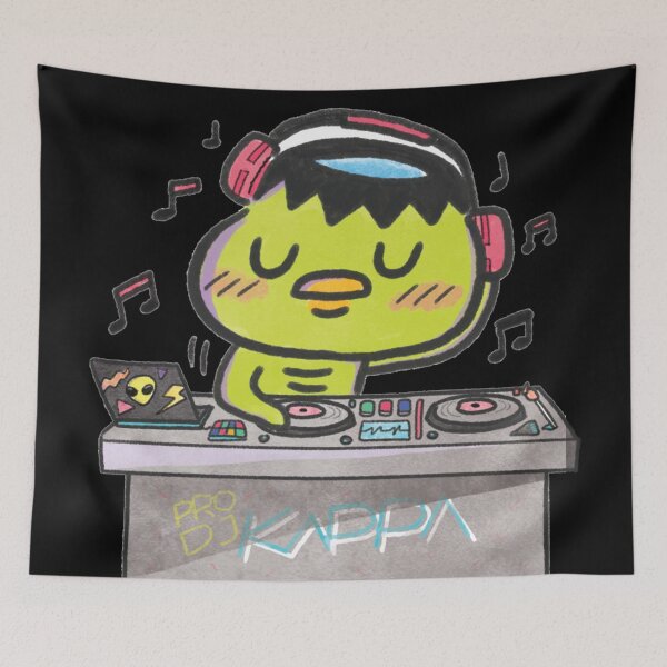 Item preview, Cute Japanese folklore creature Kappa yokai being DJ designed and sold by OzzyMac.