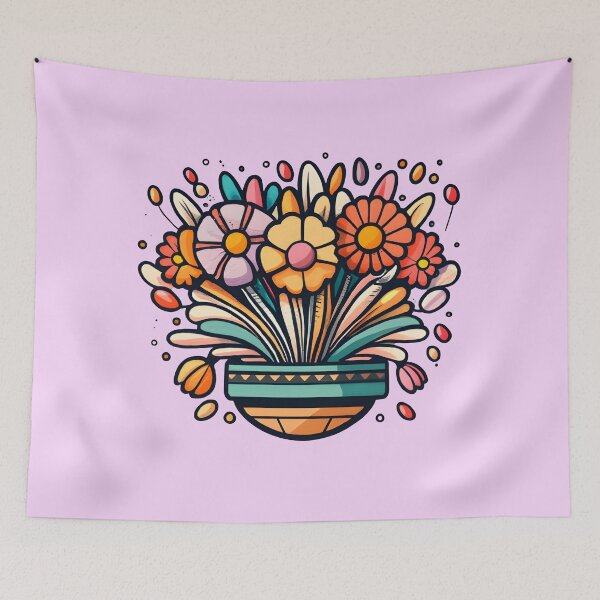 Item preview, Flower pot with colorful flowers. designed and sold by ratchawoot.