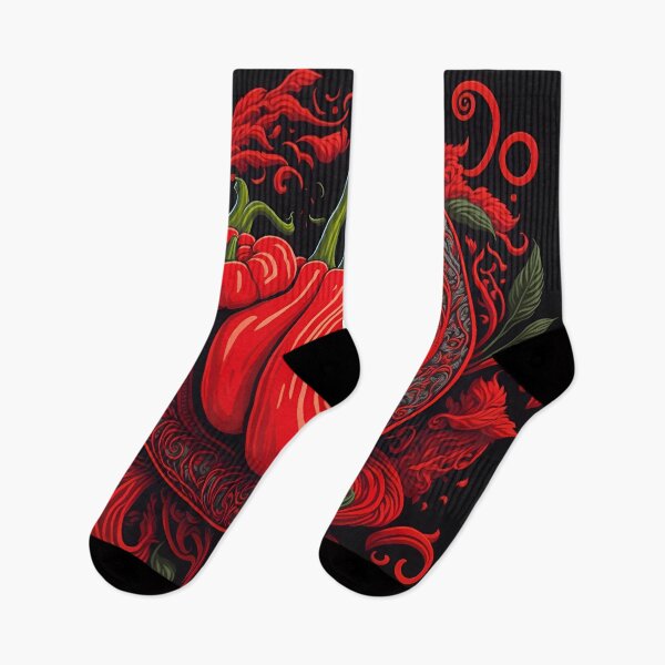 Item preview, "El vibrante logotipo de pimiento rojo en 2D resalta sobre un elegante fondo negro" designed and sold by Best-Art-32.