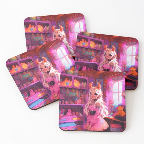 Item preview, Cute Demon Anime Girl in her Bedroom designed and sold by bubblegoth.