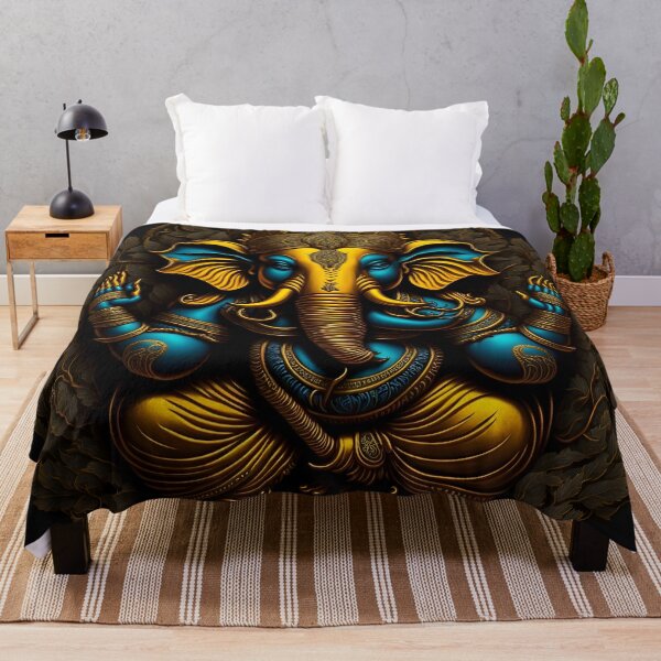 Item preview, "Harmonious Fusion: 2D Artwork Logo Blending Black Background with the Vibrant Colors of a Ganesha Statue" designed and sold by Best-Art-32.