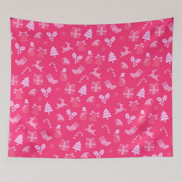 Item preview, Hot Pink Christmas Pattern, Reindeer, Candy Canes, Christmas Trees, Mistle Toe, Winter Boots, Christmas Holiday, Seasonal, Winter Holiday  designed and sold by BirdsnStuff.