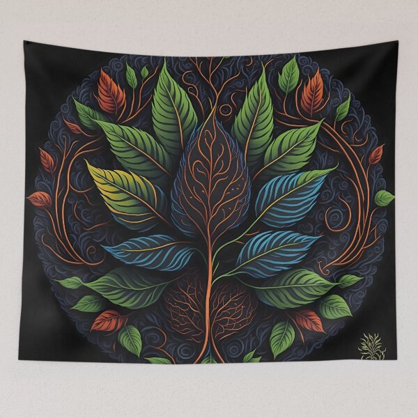 Item preview,  "Harmonious Elegance: 2D Bodhi Leaf Statue Logo Shines on a Black Canvas" designed and sold by Best-Art-32.