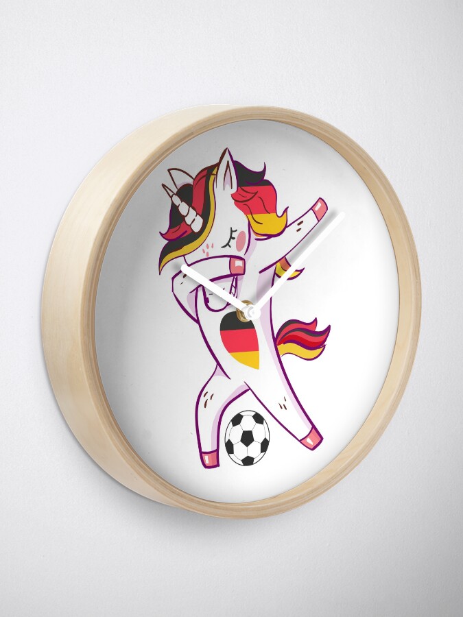 Alternate view of Dabbing Soccer German Cute Germany Unicorn Flag Clock