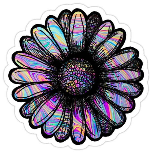 rainbow swirl flower stickers by adjsr redbubble
