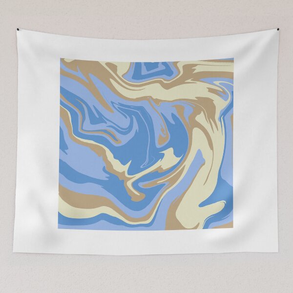 Item preview, tan blue swirl abstract modern design designed and sold by sillygaydesigns.