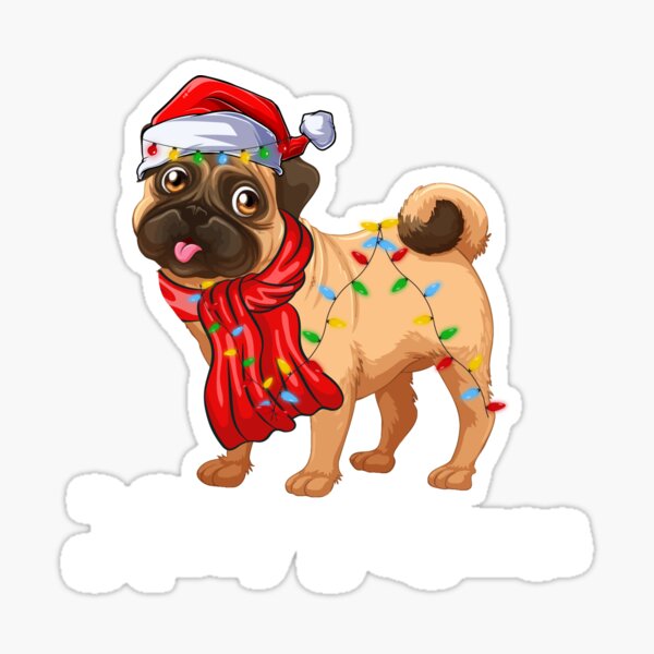 4in1 Pug Dog In Santa Hat Ornament In Christmas Sticker - Temu