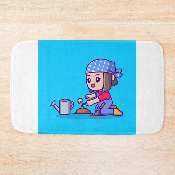 Item preview, Cute Girl Planting Crops Cartoon Icon designed and sold by hjian8219.