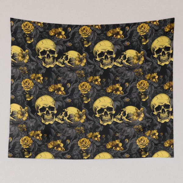 Item preview, Charcoal and Yellow Skulls Composite Overlay Pattern #5 designed and sold by ARTficiallyAnon.