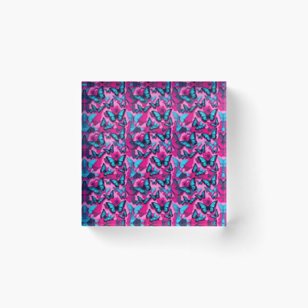 Item preview, Hot Pink and Cyan Butterfly Composite Overlay Pattern #6 designed and sold by ARTficiallyAnon.