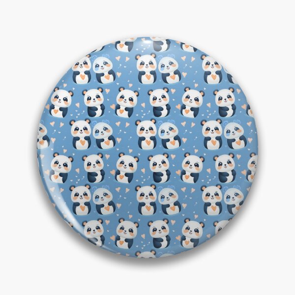 Item preview, Royal Blue and Peach Cute Panda Composite Overlay Pattern #1 designed and sold by ARTficiallyAnon.