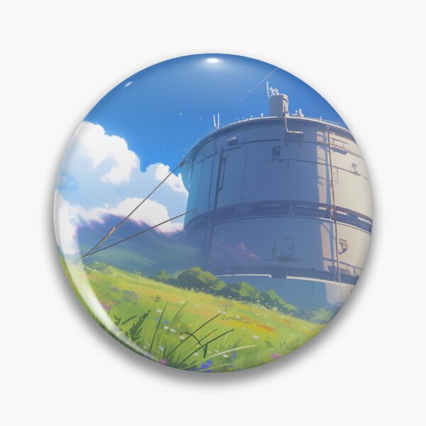 Item preview, Abandoned Silo on Flower Field – Landscape inspired by Studio Ghibli designed and sold by animaesthetic.
