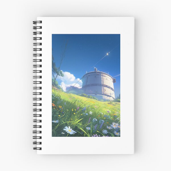 Item preview, Abandoned Silo on Flower Field – Landscape inspired by Studio Ghibli designed and sold by animaesthetic.
