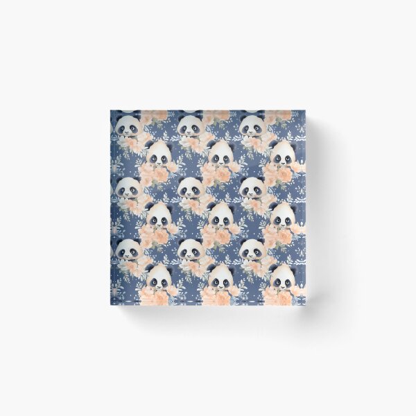 Item preview, Royal Blue and Peach Cute Panda Composite Overlay Pattern #4 designed and sold by ARTficiallyAnon.