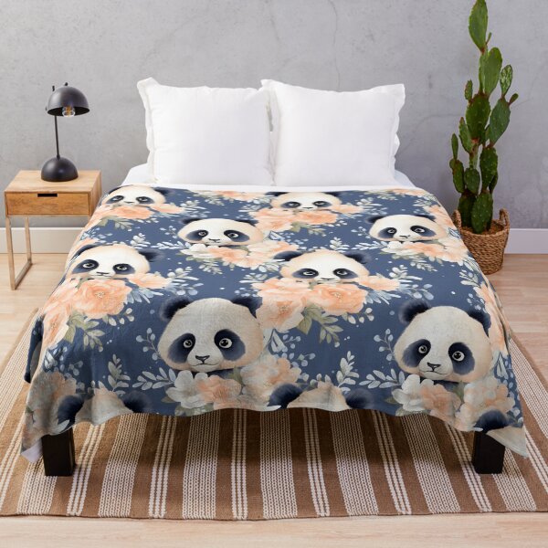 Item preview, Royal Blue and Peach Cute Panda Composite Overlay Pattern #4 designed and sold by ARTficiallyAnon.