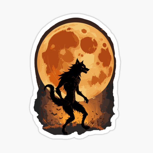 Item preview, Chupacabra Werewolf with Full Moon Halloween Monster designed and sold by Peculiarts.
