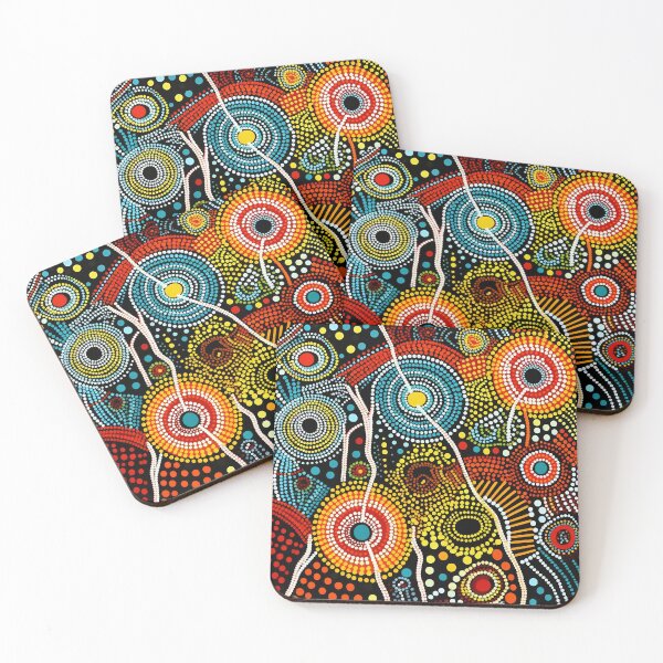 Item preview, Colored Stars Indigenous Australian Dot Art CalamelArtDesigns designed and sold by CALAMELART.