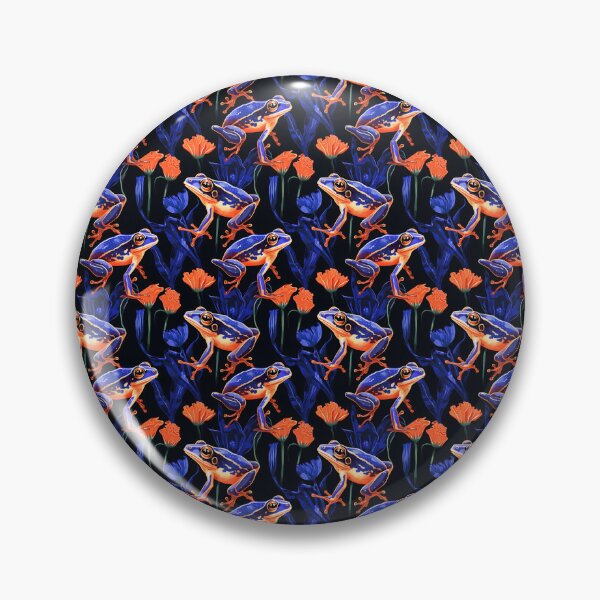 Item preview, Royal Blue and Peach Cute Frog Composite Overlay Pattern #2 designed and sold by ARTficiallyAnon.