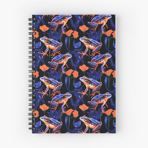 Item preview, Royal Blue and Peach Cute Frog Composite Overlay Pattern #2 designed and sold by ARTficiallyAnon.