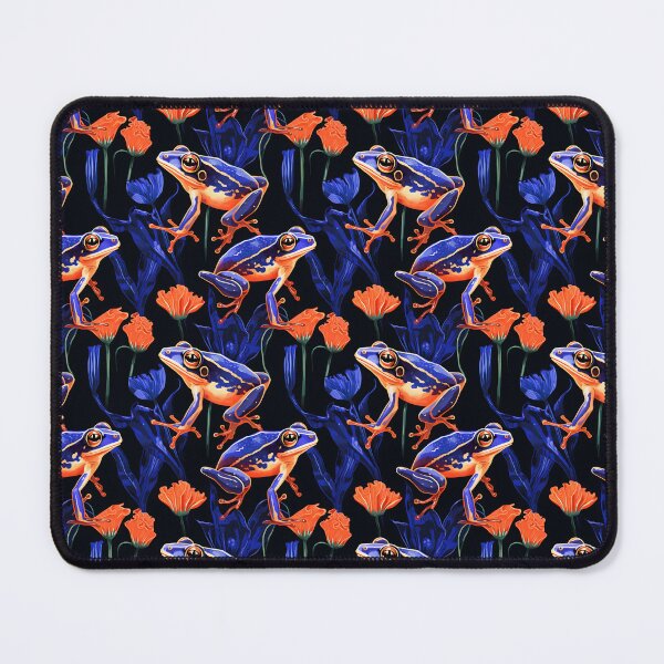 Item preview, Royal Blue and Peach Cute Frog Composite Overlay Pattern #2 designed and sold by ARTficiallyAnon.
