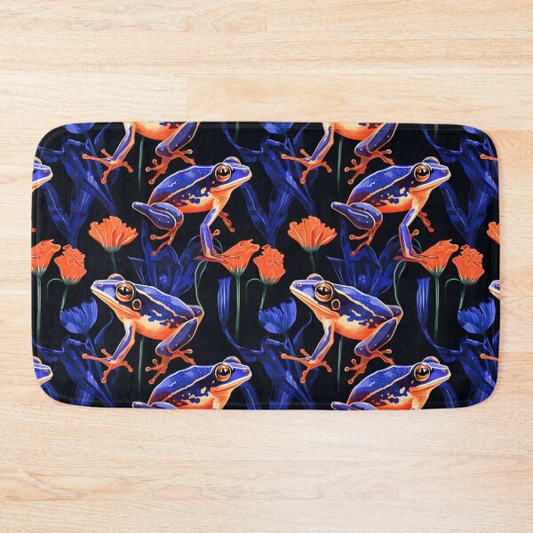 Item preview, Royal Blue and Peach Cute Frog Composite Overlay Pattern #2 designed and sold by ARTficiallyAnon.