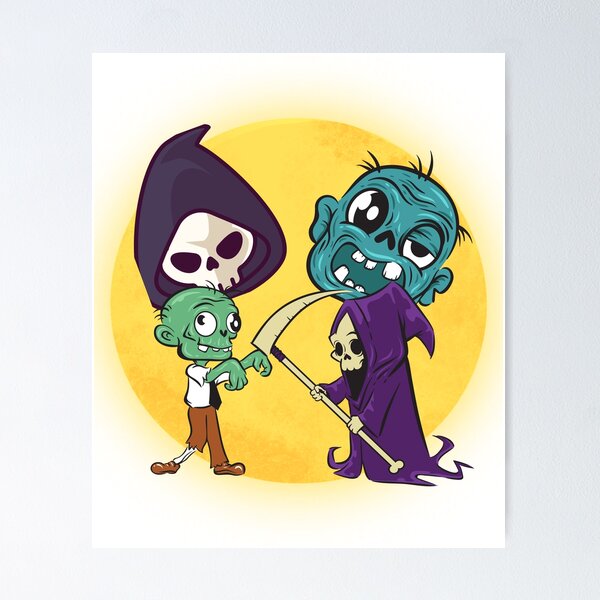 Item preview, Cute Zombie & Reaper designed and sold by GalaxyArtForge.