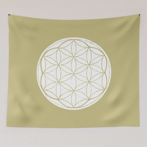 Artikelvorschau, Flower of Life Linocut - Snow + Gold entworfen und verkauft von Irene Estelle.