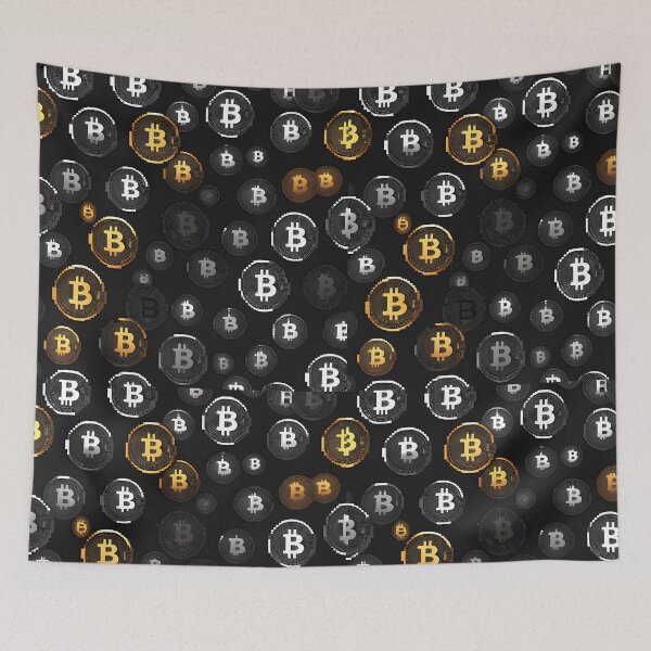 Item preview, Bitcoin seamless pattern design pixelated version designed and sold by angelisart.