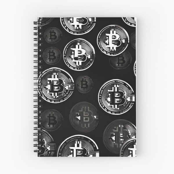 Item preview, Bitcoin seamless pattern design black and white pixelated version designed and sold by angelisart.