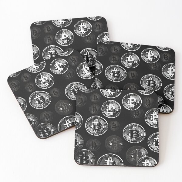 Item preview, Bitcoin seamless pattern design black and white pixelated version designed and sold by angelisart.