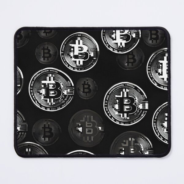 Item preview, Bitcoin seamless pattern design black and white pixelated version designed and sold by angelisart.