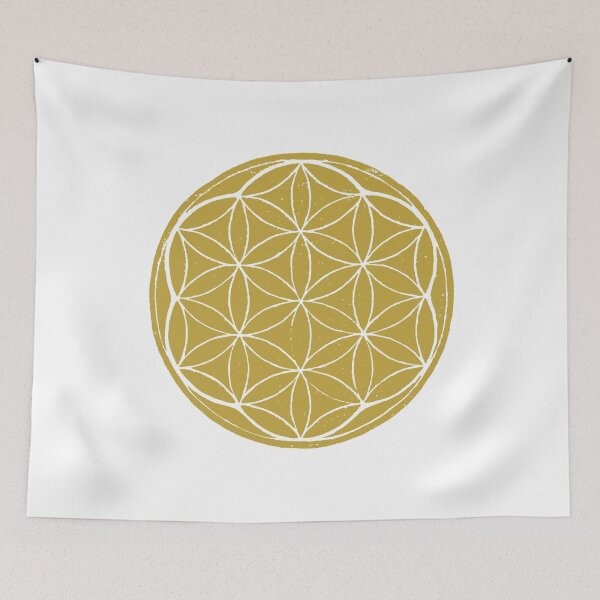 Artikelvorschau, Flower of Life Linocut - Saffron + Snow entworfen und verkauft von Irene Estelle.
