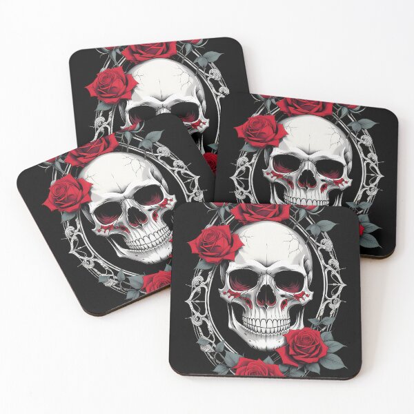 Item preview, Skull and red roses designed and sold by angelisart.