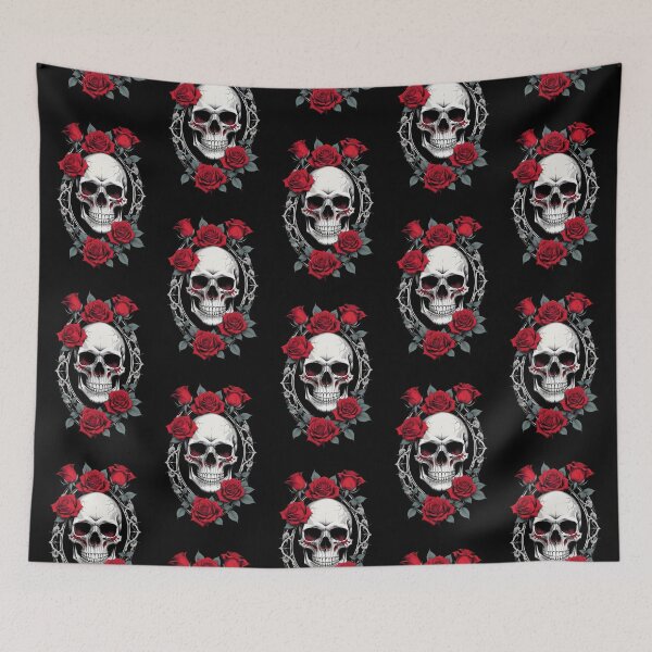Item preview, Skull and red roses designed and sold by angelisart.