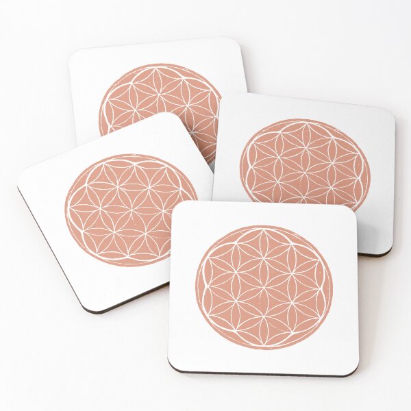 Artikelvorschau, Flower of Life Linocut - Coral + Snow entworfen und verkauft von Irene Estelle.
