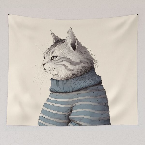 Item preview, Sweater Cat illustration designed and sold by SurfolioPrints.