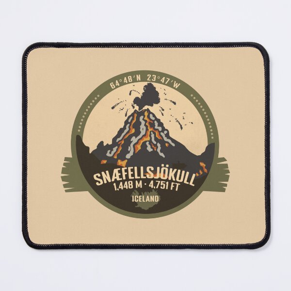 Item preview, Snæfellsjökull Volcano Iceland Volcanic Eruption Retro Badge designed and sold by mountainfad.