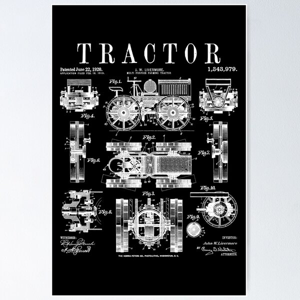 Item preview, Tractor Farmer Farming Classic Vintage Farm Patent Print designed and sold by GrandeDuc.