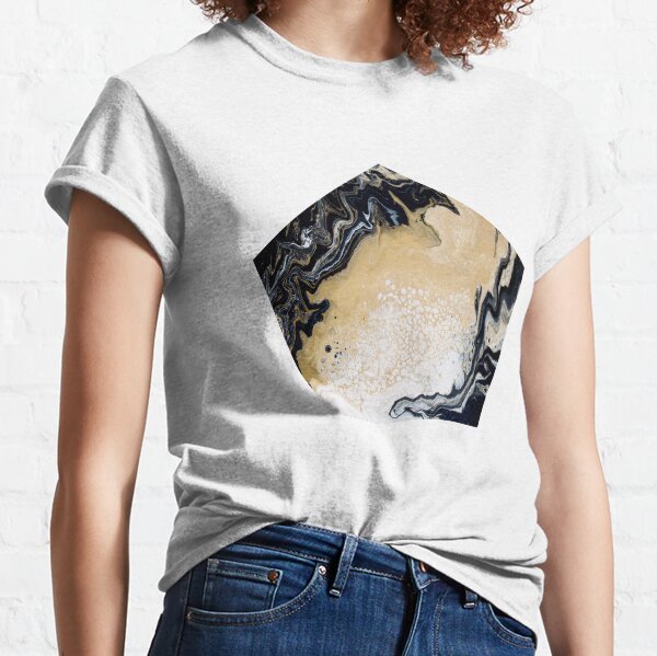 Black Gold Acrylic Pour Classic T-Shirt