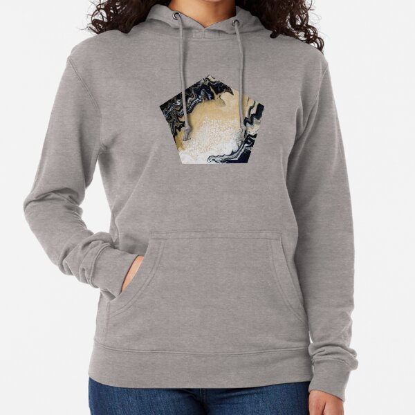 Black Gold Acrylic Pour Lightweight Hoodie