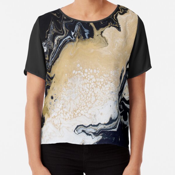 Black Gold Acrylic Pour Chiffon Top