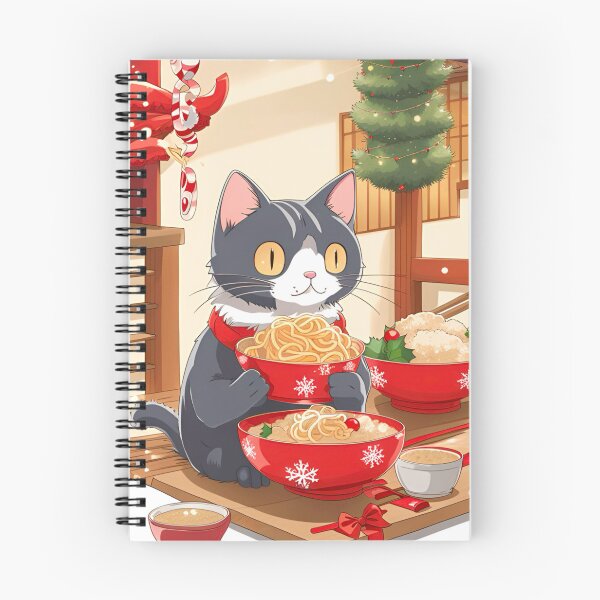 Item preview, Cat with ramen chritmas. designed and sold by KorArtStudio.