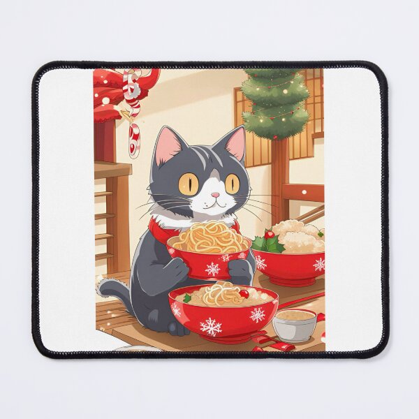 Item preview, Cat with ramen chritmas. designed and sold by KorArtStudio.