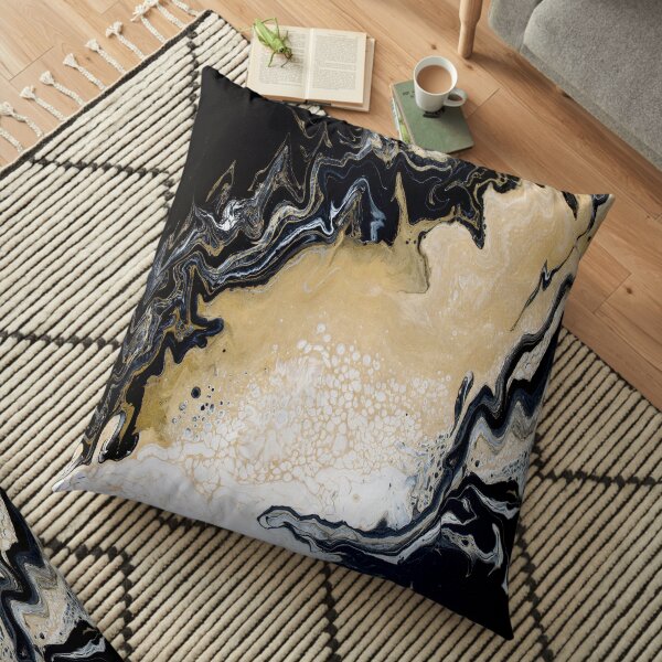 Black Gold Acrylic Pour Floor Pillow